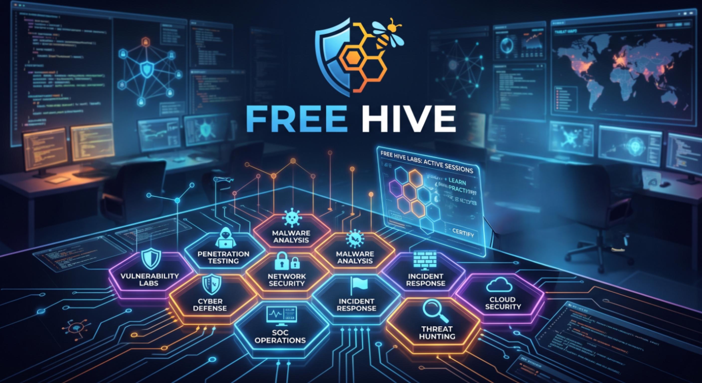 Free Hive — infrastructure personnelle de labs cybersécurité : vulnerability labs, pentest, malware analysis, SOC, threat hunting, cloud security