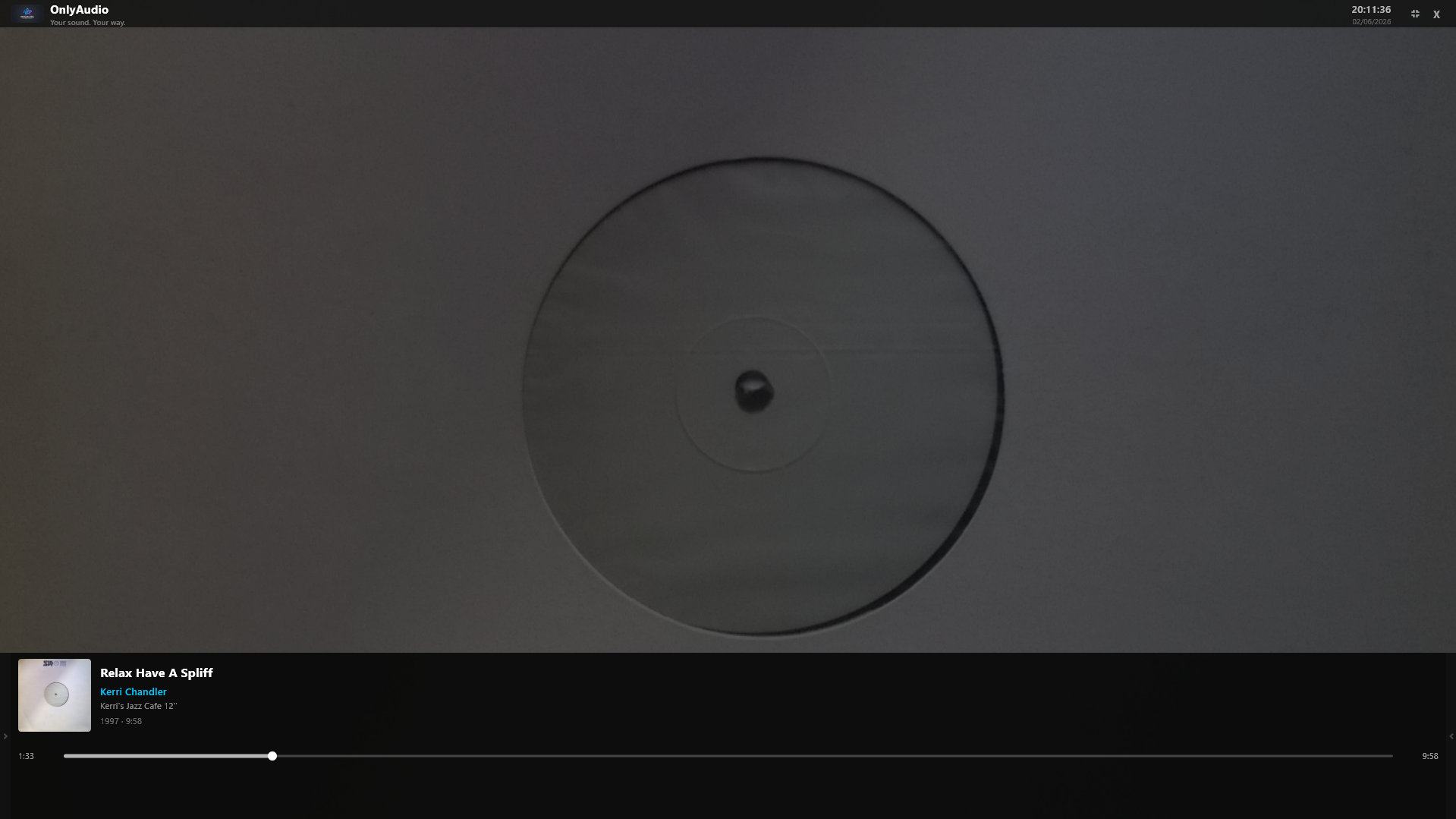 OnlyAudio v2.3.0 — lecteur desktop vue principale